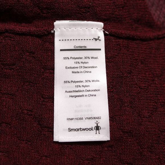 Smartwool Burgundy Hooded Sweater Shadow Pine Pullover Textured Knit Size XS - Picture 8 of 11